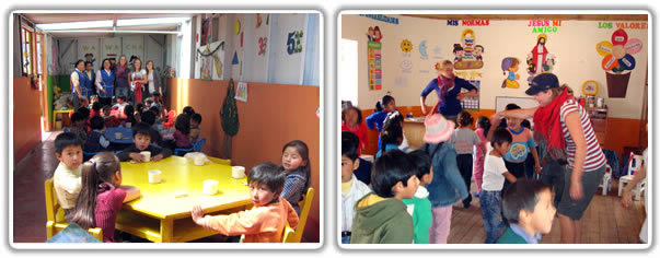 Volunteers donate in Cusco Peru 
